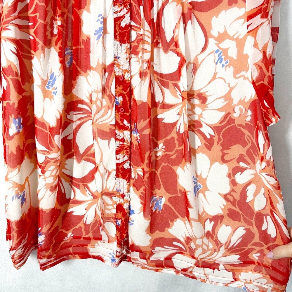 Diane von Furstenberg 100% Silk Chiffon 3/4 Sleeve Red Dress Womens Size 6 - Picture 3 of 15